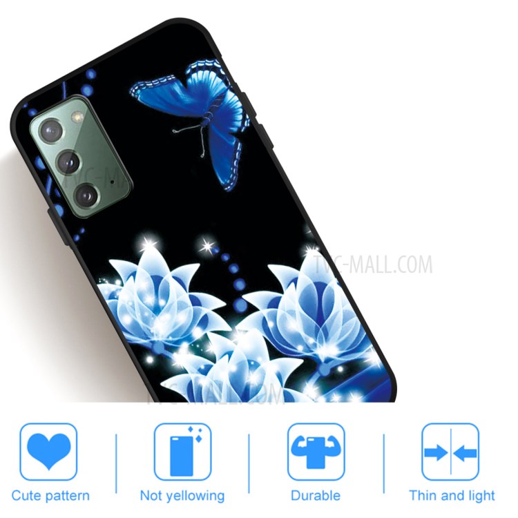 Pattern Printing TPU Back Case for Samsung Galaxy Note 20/Note 20 5G - Blue Flower-6