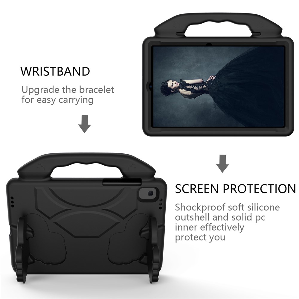 Kickstand de Pouce à L'épreuve du Choc EVA Case de Protection Pour Samsung Galaxy Tab S5e SM-T720 - le Noir