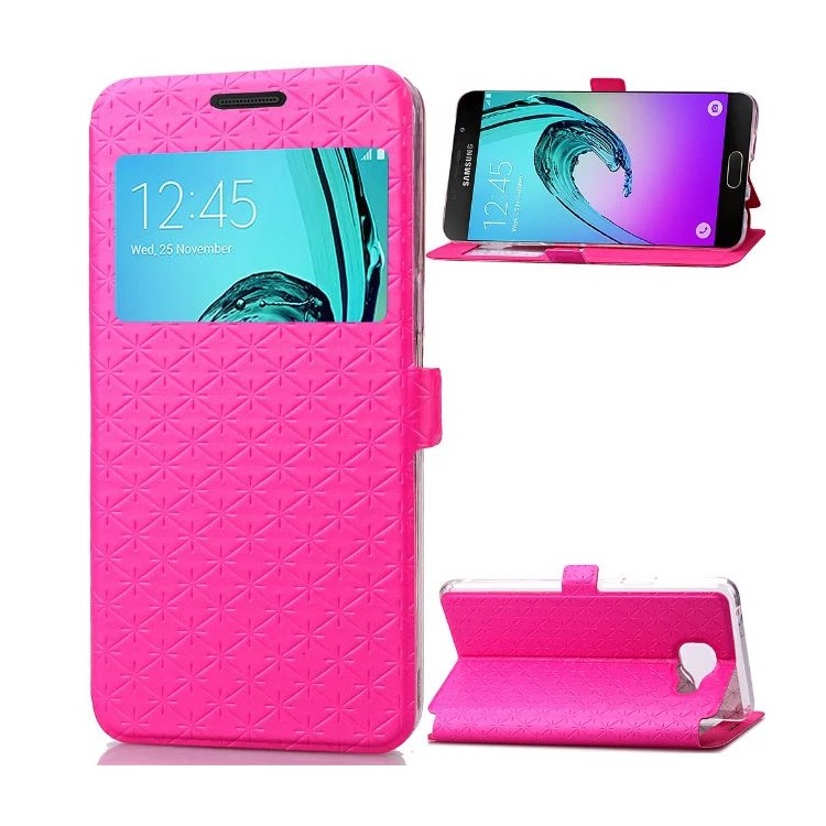 

View Window Leather Flip Shell for Samsung Galaxy A3 SM-A310F (2016) - Rose