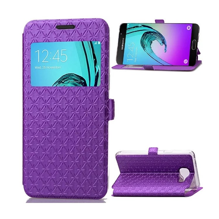 

View Window Leather Phone Case for Samsung Galaxy A3 SM-A310F (2016) - Purple