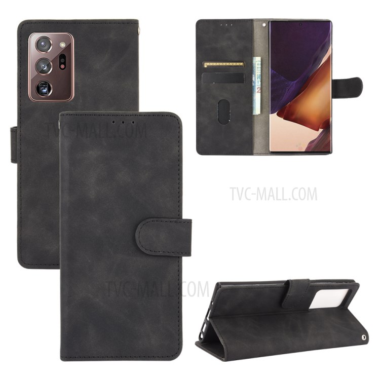 Skin-touch Leather Wallet Protective Case for Samsung Galaxy Note20 Ultra/Note20 Ultra 5G - Black-1