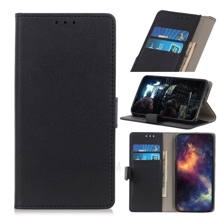 PU Leather Wallet Stand Phone Shell for Samsung Galaxy M31s - Black-1