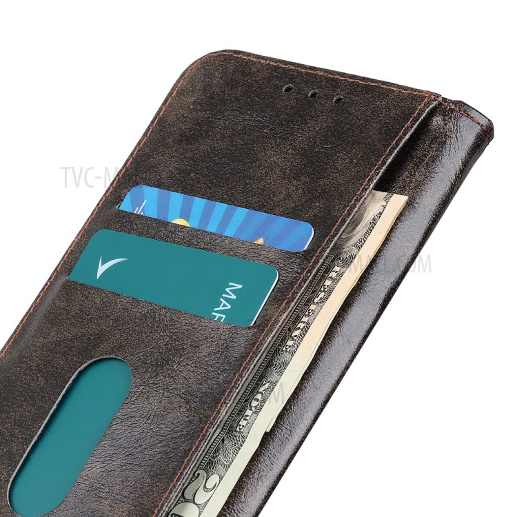 Auto-absorbed Leather Wallet Phone Case for Samsung Galaxy M31s - Coffee-5