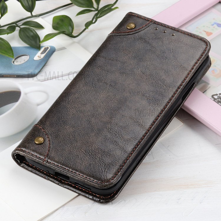 Auto-absorbed Leather Wallet Phone Case for Samsung Galaxy M31s - Coffee-6