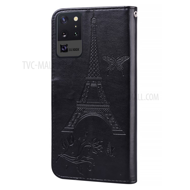 Flower and Tower Pattern Printing Leather Wallet Case with Stand for Samsung Galaxy Note 20 5G / Galaxy Note 20 - Black-3