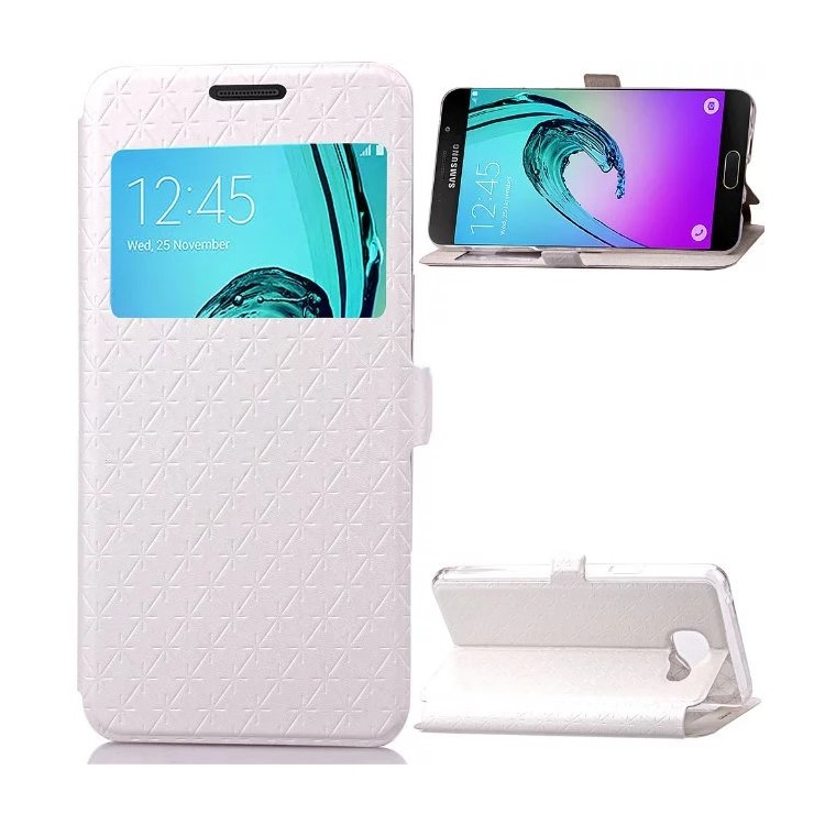 

View Window Leather Phone Shell for Samsung Galaxy A5 SM-A510F (2016) with Card Slot - White