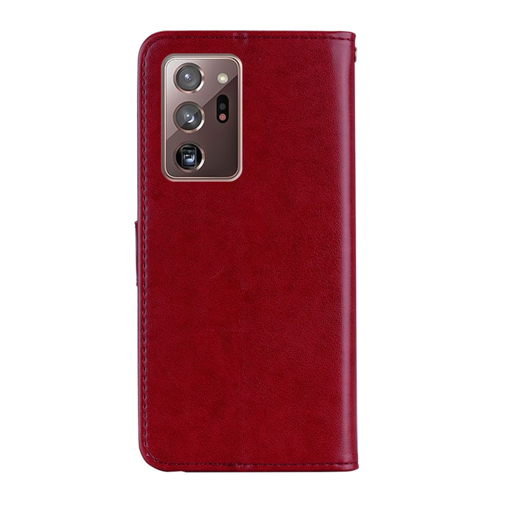 Rhinestone Decor Imprint Owl Flower Leather Wallet Stand Shell for Samsung Galaxy Note20 Ultra 5G / Galaxy Note20 Ultra - Red-4