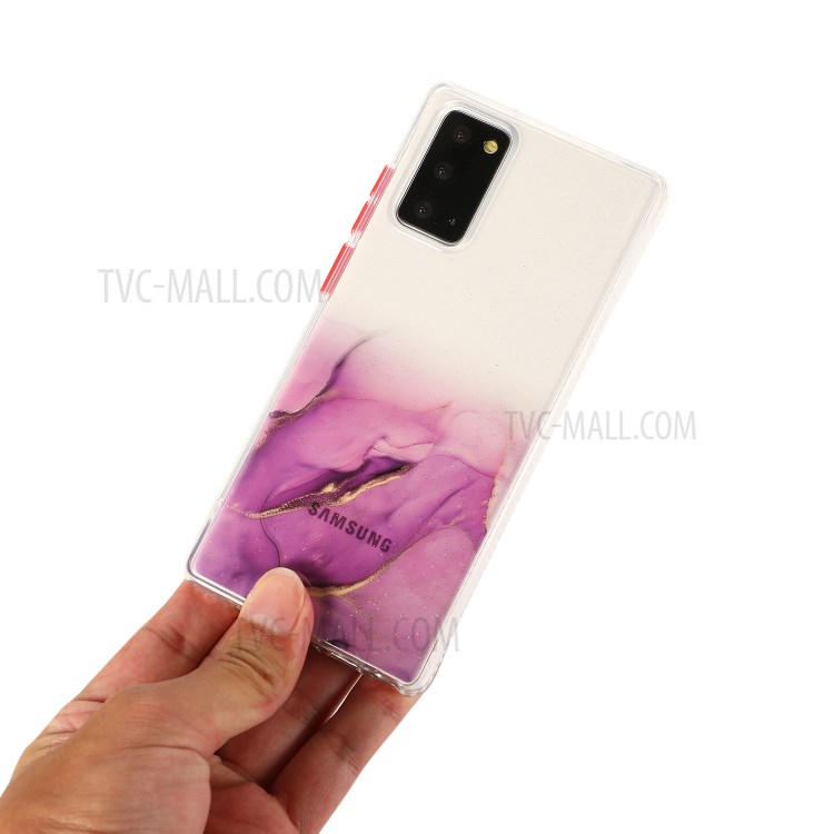 Marble Pattern TPU + Acrylic Combo Case for Samsung Galaxy Note 20/Note 20 5G - Purple-7