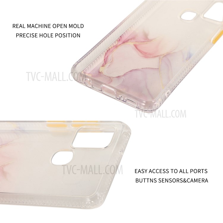 Marble Pattern TPU + Acrylic Combo Case for Samsung Galaxy A21s - Pink-11