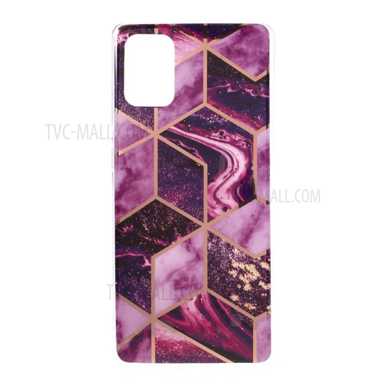 Electroplated Splicing Marble Pattern IMD TPU Cover for Samsung Galaxy A51 SM-A515 - Dark Purple-1