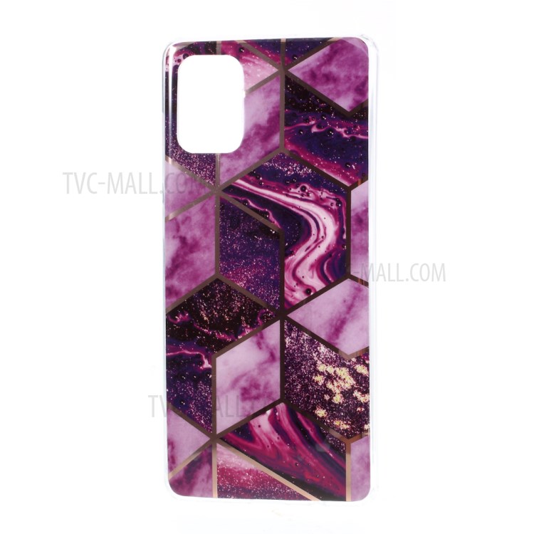 Electroplated Splicing Marble Pattern IMD TPU Cover for Samsung Galaxy A51 SM-A515 - Dark Purple-2