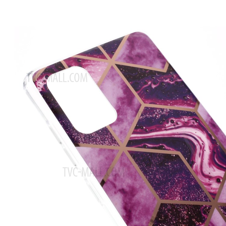 Electroplated Splicing Marble Pattern IMD TPU Cover for Samsung Galaxy A51 SM-A515 - Dark Purple-4