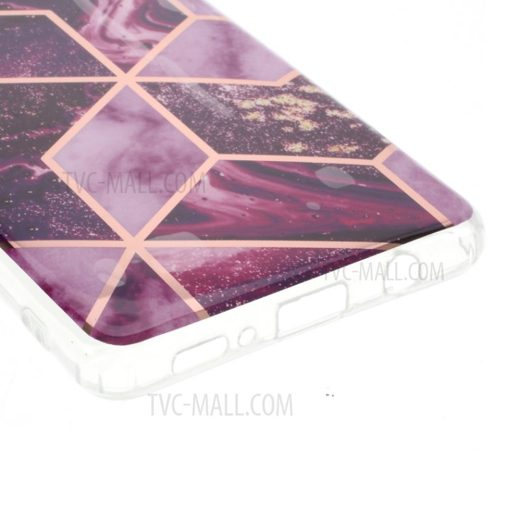 Electroplated Splicing Marble Pattern IMD TPU Cover for Samsung Galaxy A51 SM-A515 - Dark Purple-5