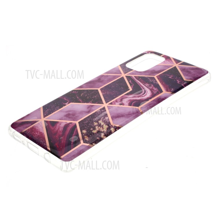 Electroplated Splicing Marble Pattern IMD TPU Cover for Samsung Galaxy A51 SM-A515 - Dark Purple-6