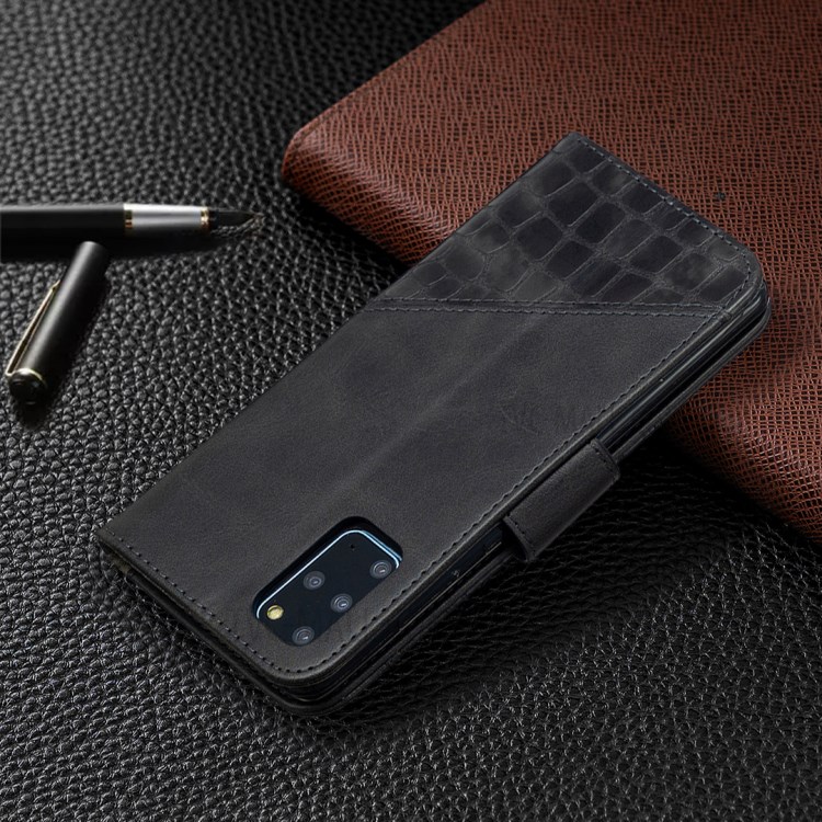 Crocodile Skin Assorted Color Leather Wallet Phone Cover for Samsung Galaxy S20 Plus - Black-8