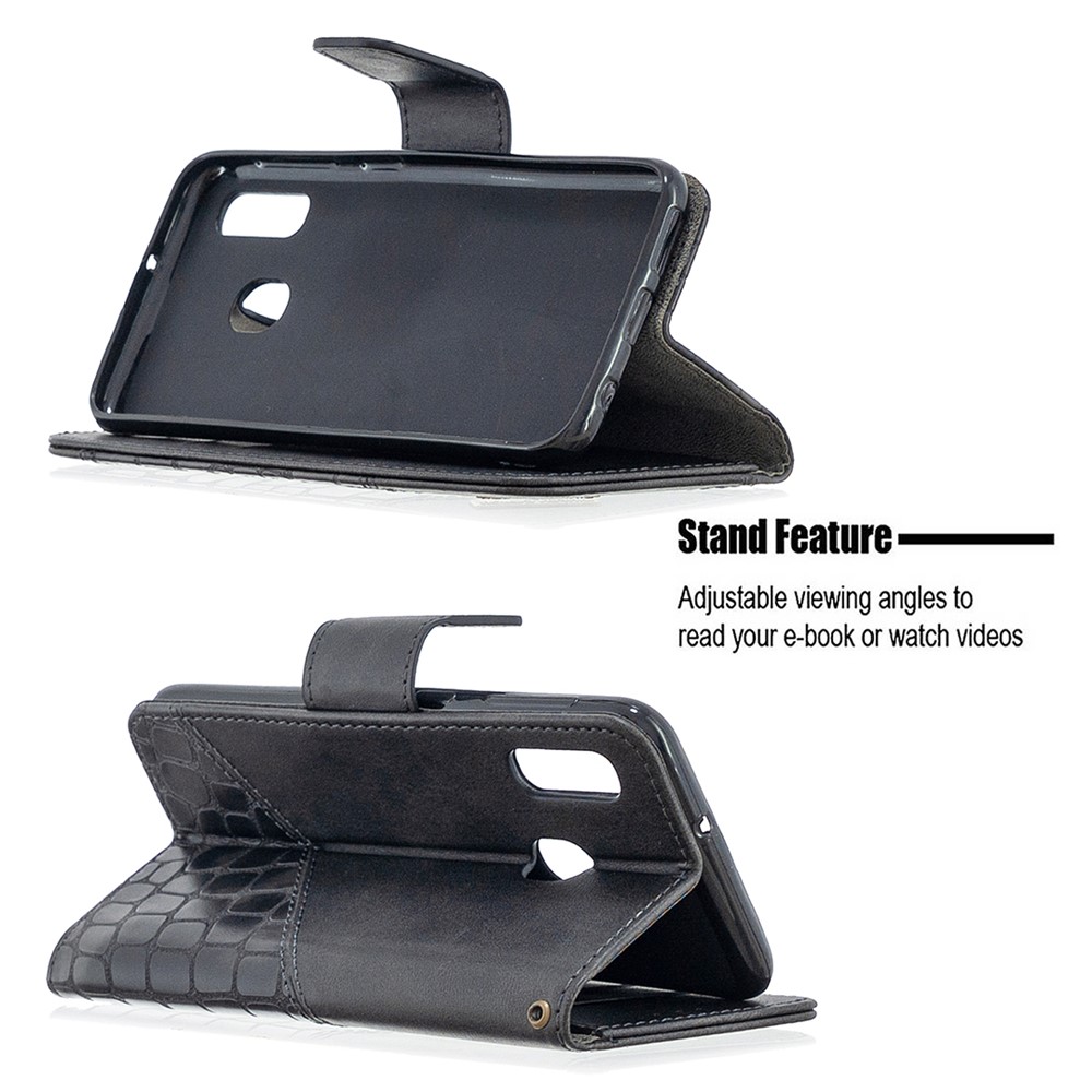 Crocodile Skin Assorted Color Leather Wallet Phone Cover for Samsung Galaxy A20e / Galaxy A10e - Black-5