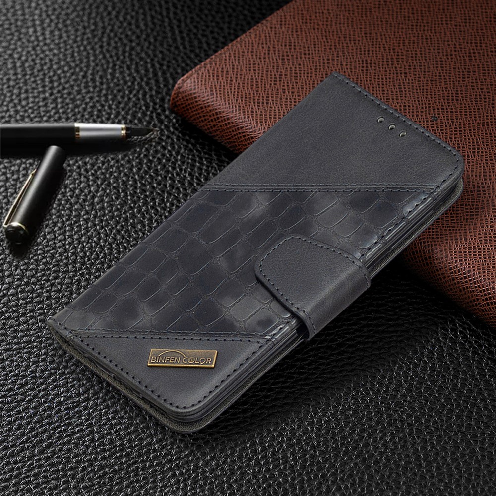 Crocodile Skin Assortid Color Cuir Wallet Téléphone Couverture Pour Samsung Galaxy A20e / Galaxy A10e - le Noir