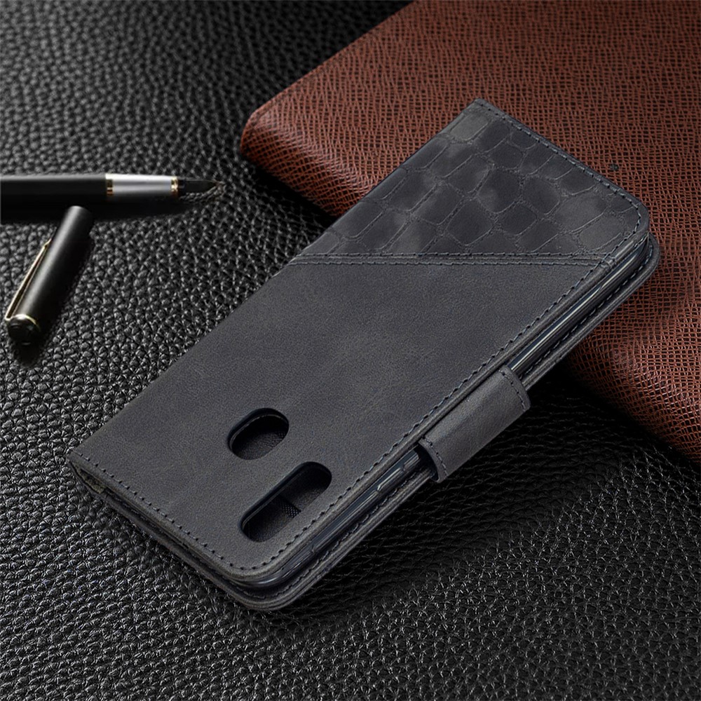 Crocodile Skin Assortid Color Cuir Wallet Téléphone Couverture Pour Samsung Galaxy A20e / Galaxy A10e - le Noir