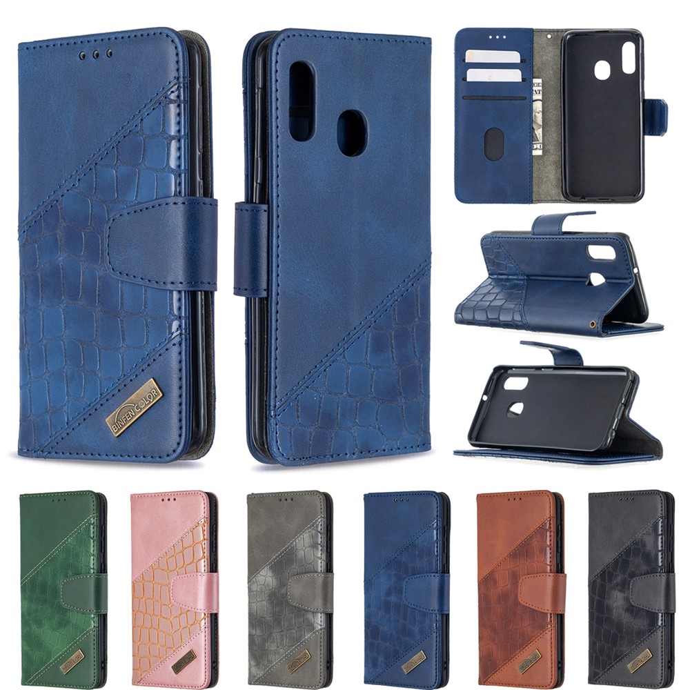 Crocodile Skin Assortid Color Cuir Wallet Téléphone Couverture Pour Samsung Galaxy A20e / Galaxy A10e - le Noir