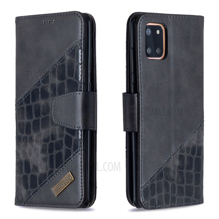 Crocodile Skin Assorted Color Leather Wallet Phone Cover for Samsung Galaxy A81 / Note 10 Lite - Black-4