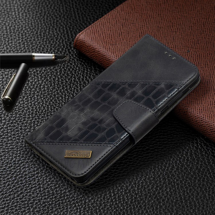 Crocodile Skin Assorted Color Leather Wallet Phone Cover for Samsung Galaxy A81 / Note 10 Lite - Black-7