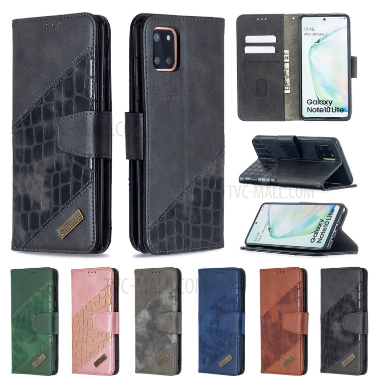 Crocodile Skin Assorted Color Leather Wallet Phone Cover for Samsung Galaxy A81 / Note 10 Lite - Black-9