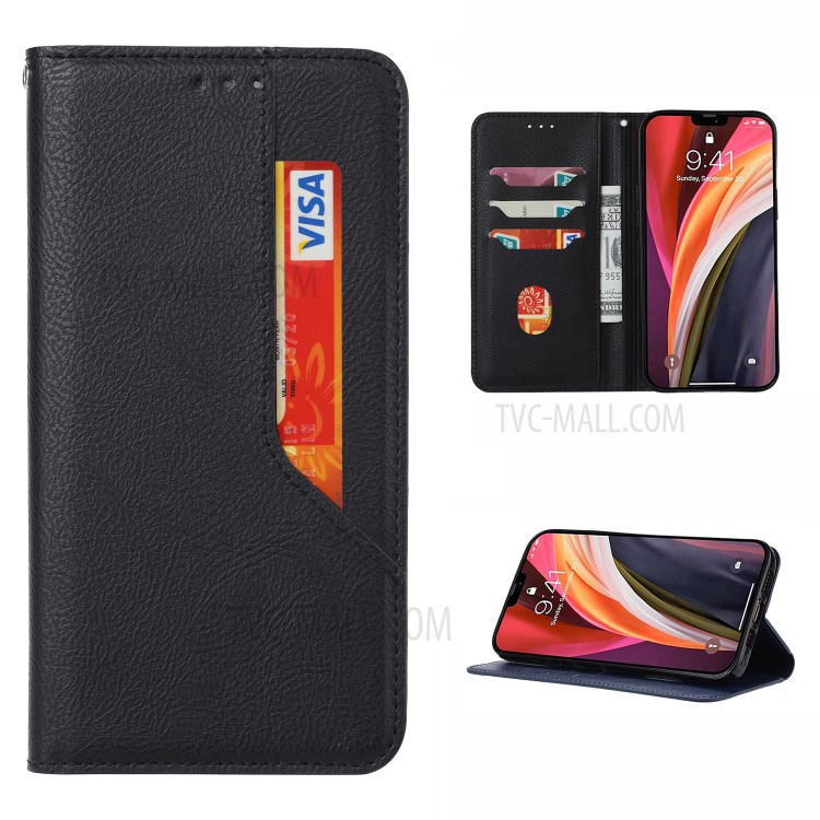 Auto-absorbed Wallet Leather Mobile Phone Case for Samsung Galaxy S20 Ultra - Black-1