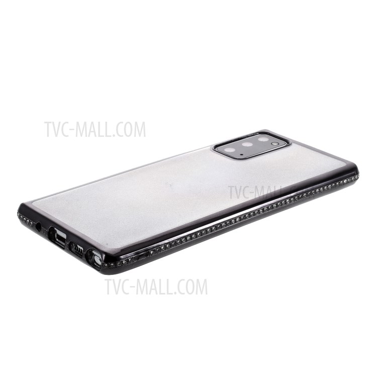 Glittery Powder Skin TPU Electroplating Cover with Metal Kickstand for Samsung Galaxy Note 20/Note 20 5G - Black-5