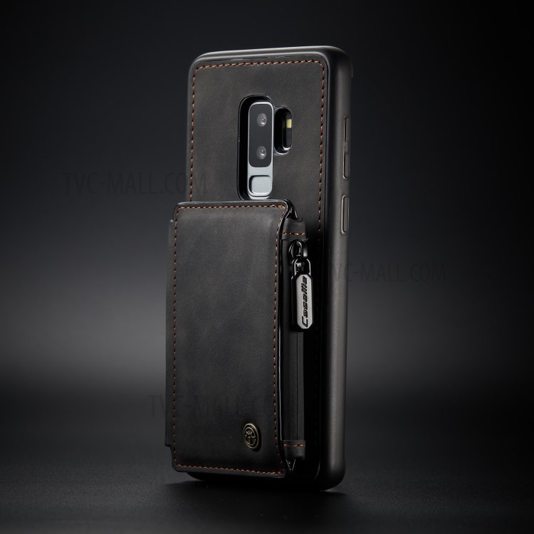 CASEME C20 Zipper Pocket Card Slots PU Leather Coated TPU Phone Shell for 	Samsung Galaxy S9 Plus - Black-10