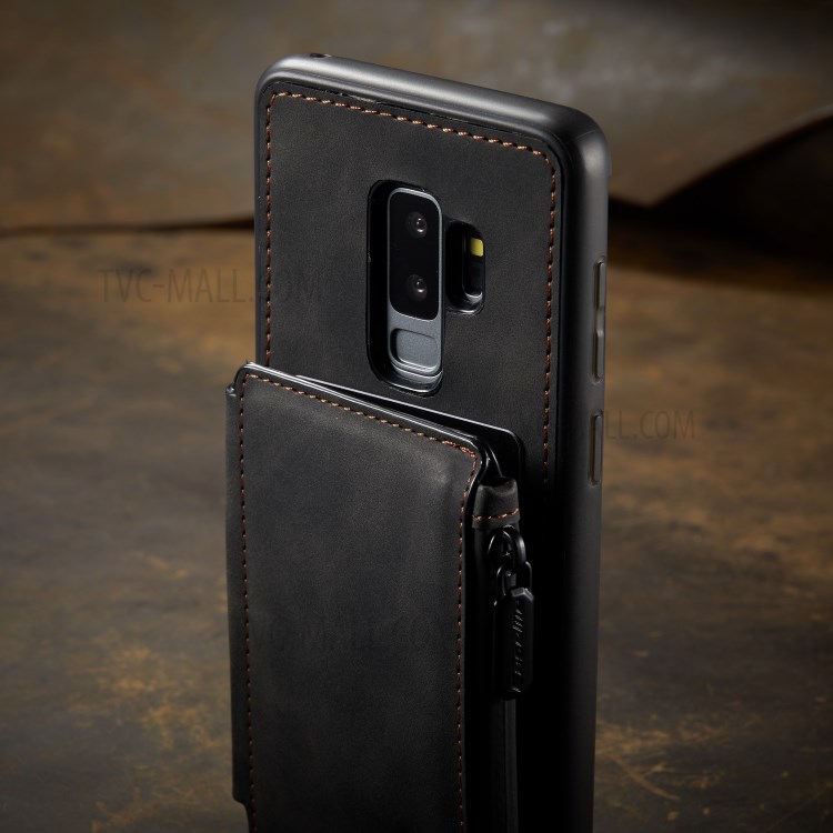 CASEME C20 Zipper Pocket Card Slots PU Leather Coated TPU Phone Shell for Samsung Galaxy S9 Plus - Black-5