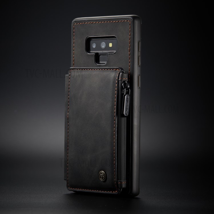 CASEME C20 Zipper Pocket Card Slots PU Leather Coated TPU Shell for Samsung Galaxy Note9 N960 - Black-10