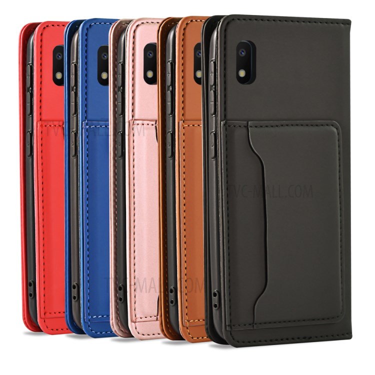 Auto-absorbed Liquid Silicone Feel Leather Wallet Case for Samsung Galaxy A10 - Black-15