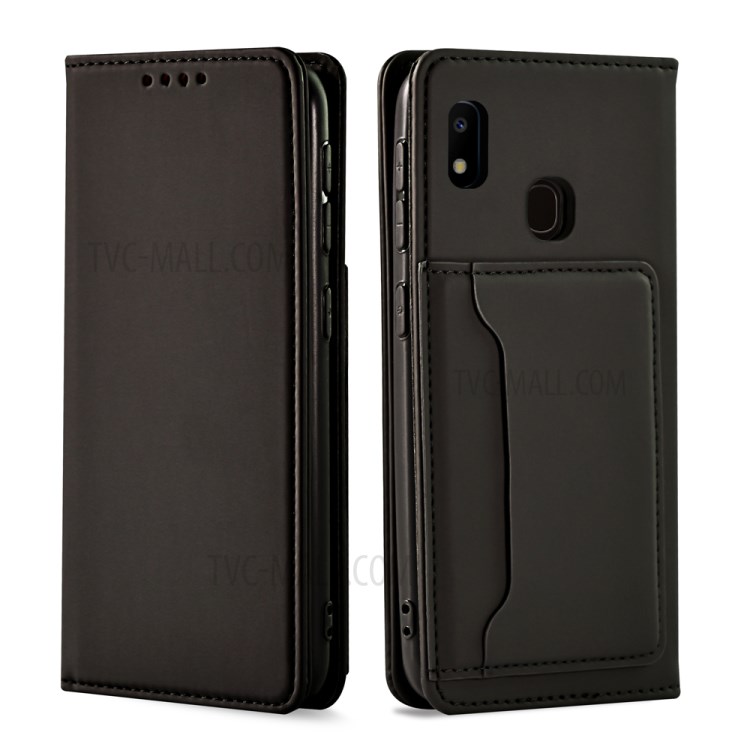 Auto-absorbed Liquid Silicone Feel Leather Wallet Protector Cover for Samsung Galaxy A10e - Black-12