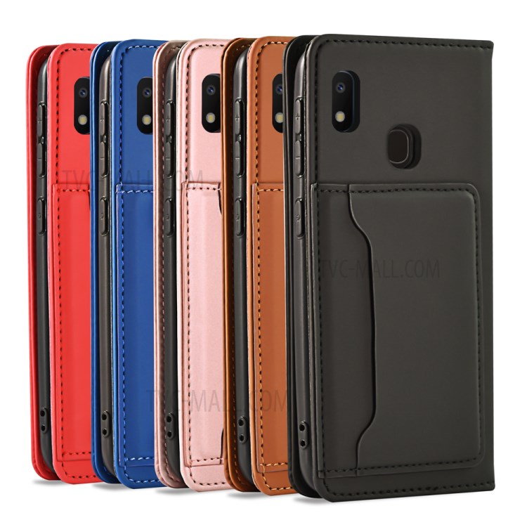 Auto-absorbed Liquid Silicone Feel Leather Wallet Protector Cover for Samsung Galaxy A10e - Black-14