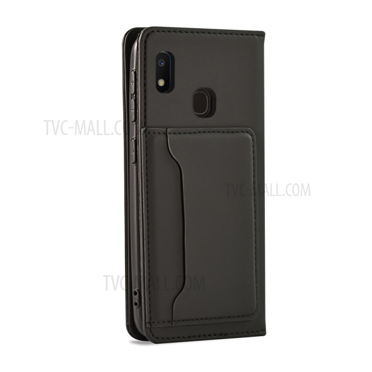 Auto-absorbed Liquid Silicone Feel Leather Wallet Protector Cover for Samsung Galaxy A10e - Black-6