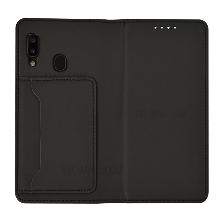 Liquid Silicone Touch Leather Auto-absorbed Mobile Phone Cover for Samsung Galaxy A20e - Black-11