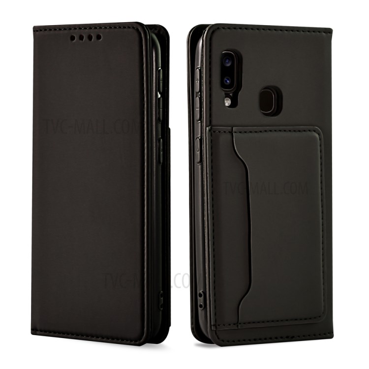 Liquid Silicone Touch Leather Auto-absorbed Mobile Phone Cover for Samsung Galaxy A20e - Black-12