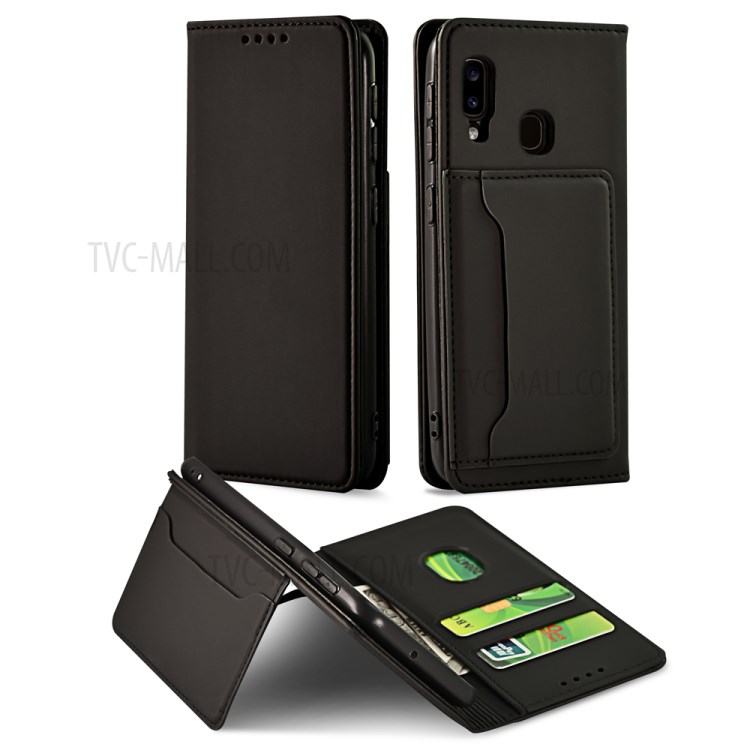 Liquid Silicone Touch Leather Auto-absorbed Mobile Phone Cover for Samsung Galaxy A20e - Black-13