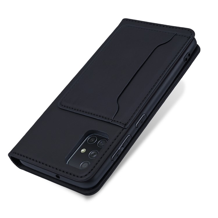 Auto-absorbed Liquid Silicone Feel Leather Phone Case for Samsung Galaxy A51 SM-A515 - Black-3