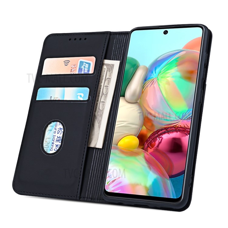 Liquid Silicone Touch Leather Auto-absorbed Cell Phone Shell for Samsung Galaxy A71 SM-A715 - Black-6