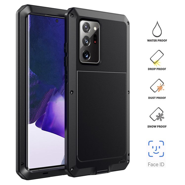 Tank Series Waterproof Dropproof Dustproof Silicone+Metal+Tempered Glass Hybrid Cover for Samsung Galaxy Note20 Ultra/Note20 Ultra 5G - Black-3