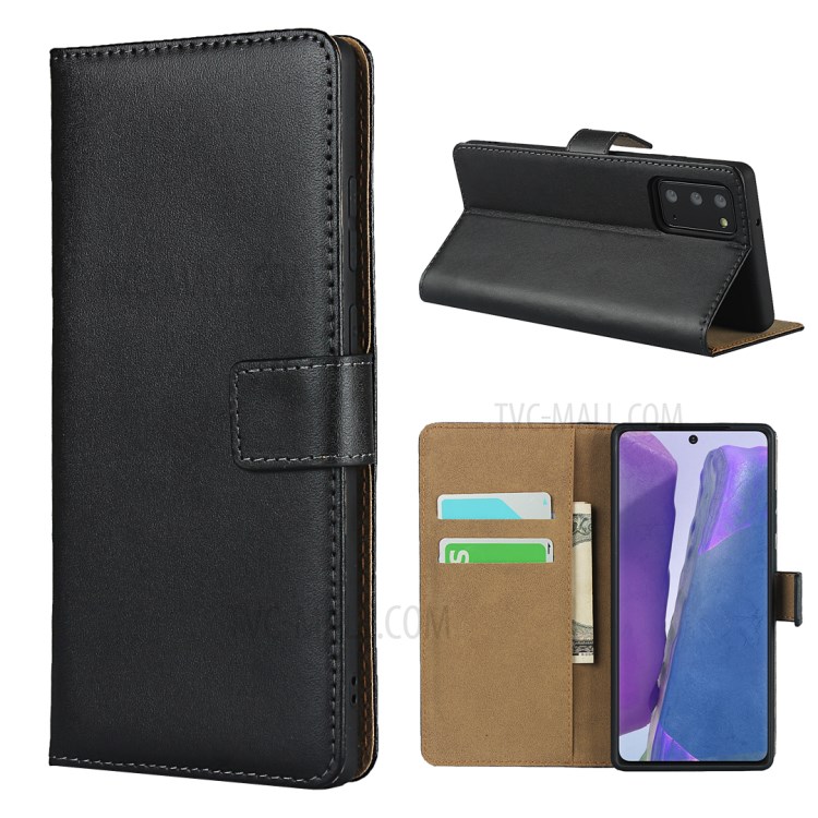 Genuine Leather Stand Wallet Protective Shell for Samsung Galaxy Note 20/Note 20 5G-1