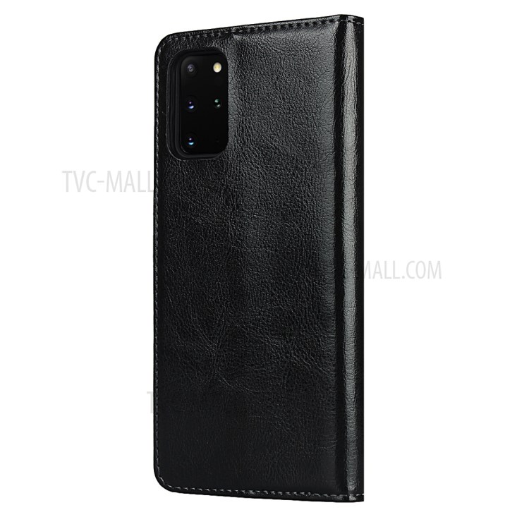 Crazy Horse Genuine Leather Willet Shell Fase Para Samsung Galaxy S20 Plus/S20 Plus 5G - Negro