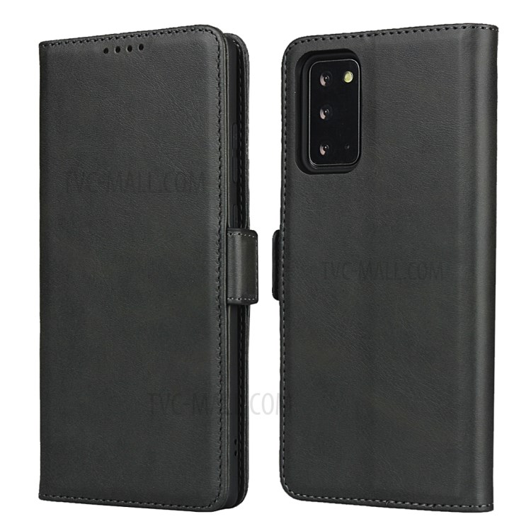 Double Magnetic Clasp Leather Phone Cover for Samsung Galaxy Note 20/Note 20 5G - Black-1