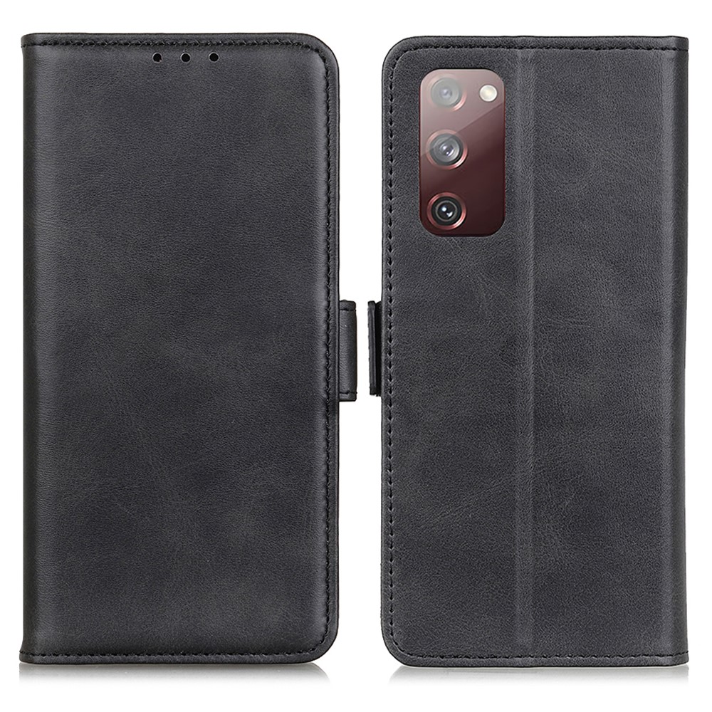 Magnetic Clasp Leather Shell for Samsung Galaxy S20 Fan Edition/S20 Lite - Black-1