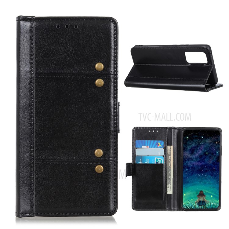 Rivet Decor Crazy Horse Texture Shell Leather Cover for Samsung Galaxy S20 Fan Edition/S20 Lite - Black-1