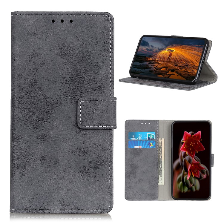 Retro PU Leather Magnetic Leather Shell for Samsung Galaxy S20 Lite/S20 Fan Edition - Grey-1