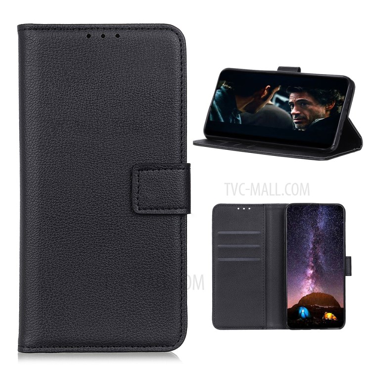 Litchi Texture Stylish Leather Phone Case for Samsung Galaxy S20 Lite/S20 Fan Edition - Black-1