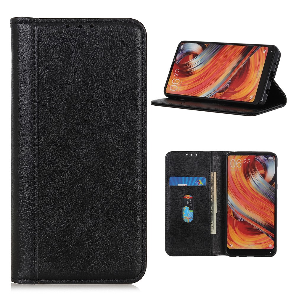 Auto-absorbed Litchi Skin Split Leather Cover for Samsung Galaxy S20 Lite/ S20 Fan Edition - Black-1