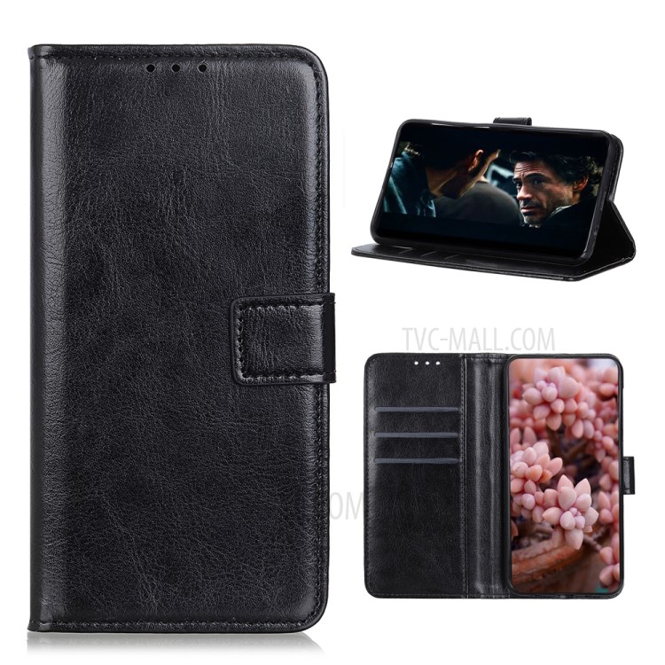 Crazy Horse Surface Leather with Wallet Case for Samsung Galaxy S20 Fan Edition/S20 Lite - Black-1